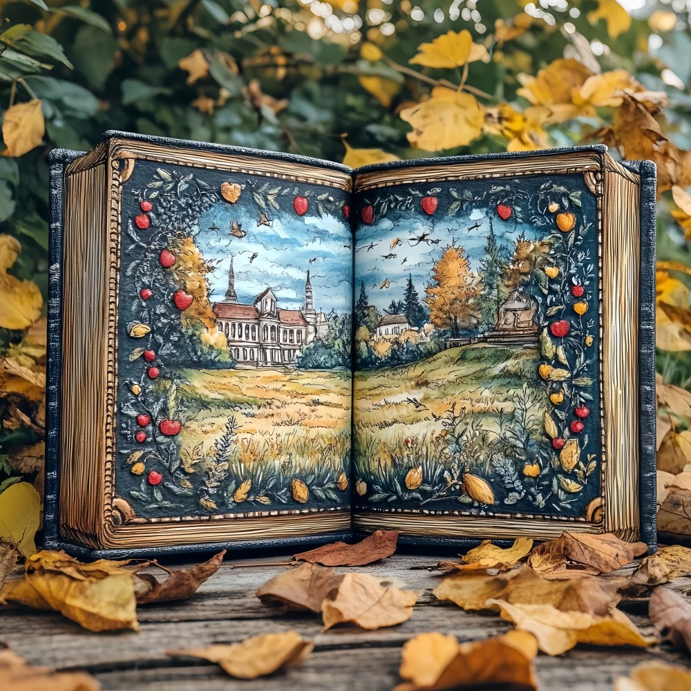 Book Backdrop Autumn Storybook Illustrated Landscape School Photo Backdrop CSH58-114