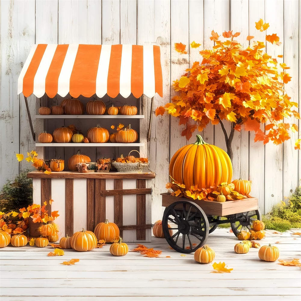 Thanksgiving Backdrop Pumpkin Cart Harvest Stand Thanksgiving Themed Backdrop CSH58-125