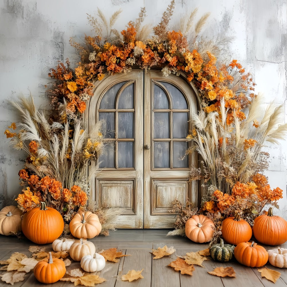 Thanksgiving Backdrop Pumpkin Harvest Rustic Door Fall Thanksgiving Backdrop CSH58-126