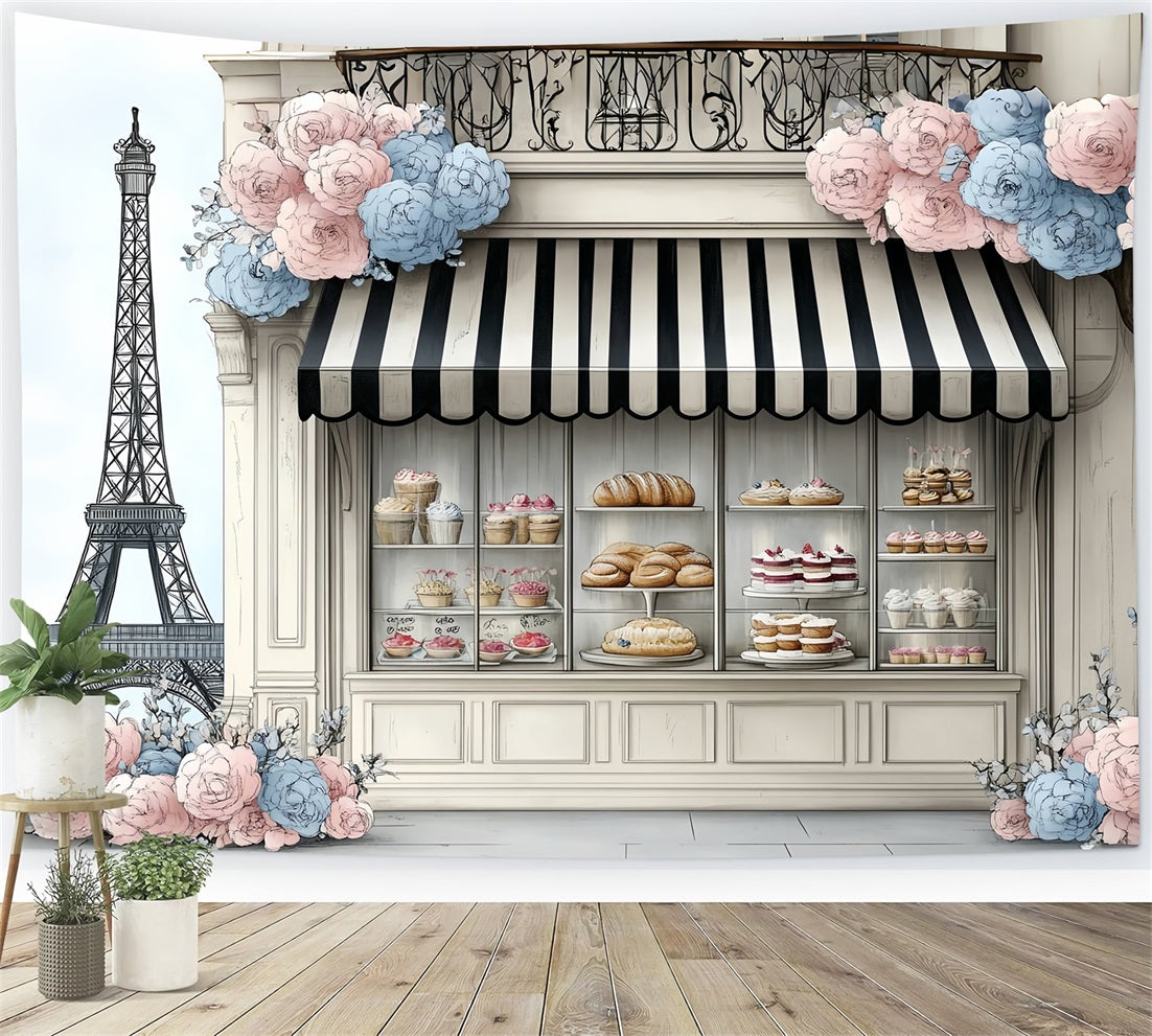 Eiffel Tower Backdrop Paris Spring Sweet Bread Bakery Parisian Backdrop CSH58-13