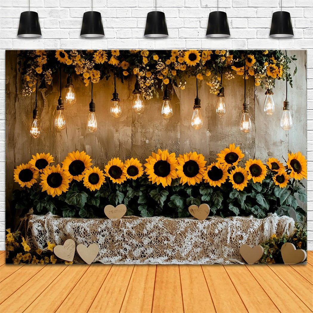 Thanksgiving Photo Backdrop Sunflower String Light Display Backdrop Thanksgiving CSH58-136