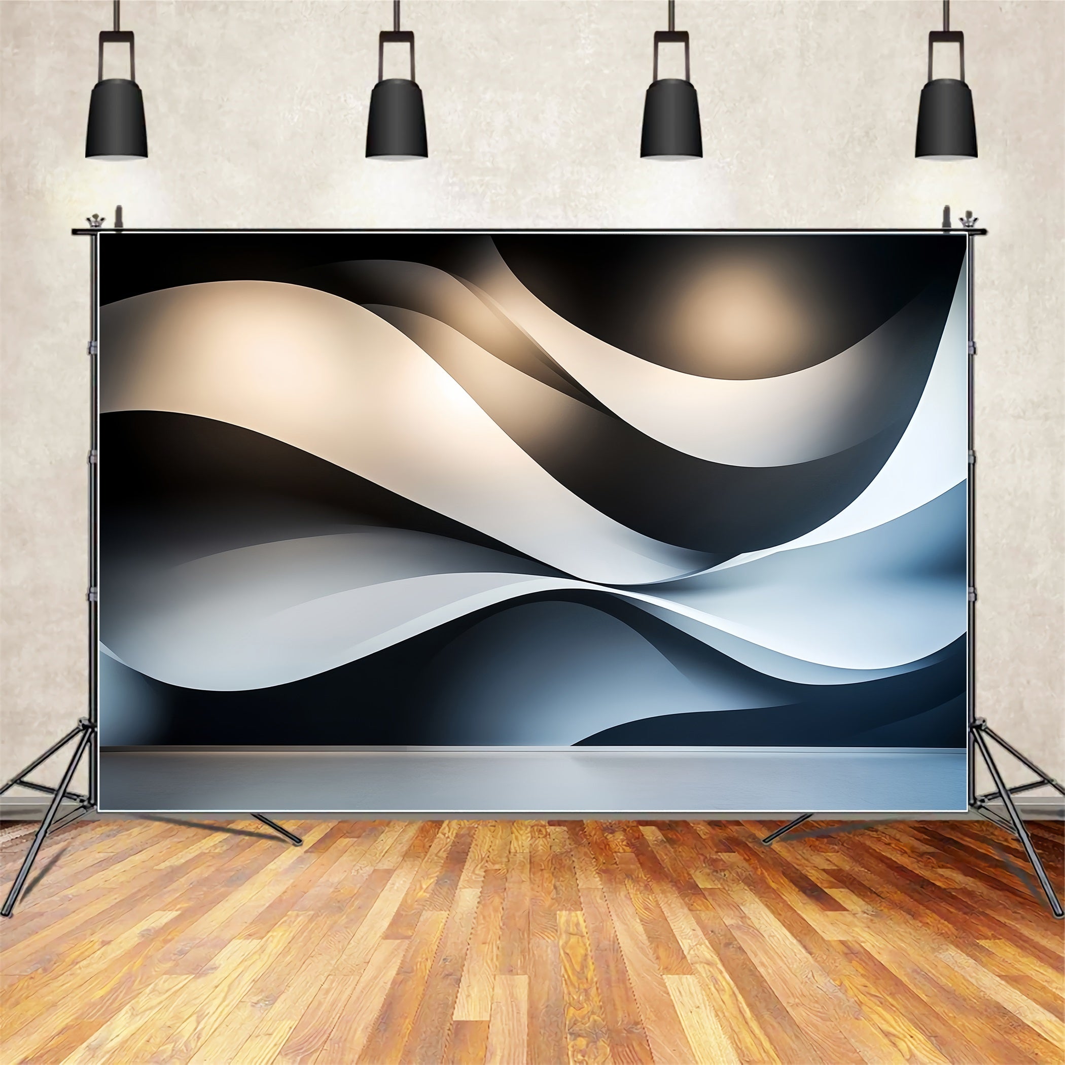Cool Backdrops Monochrome Flowing Wave Layers Abstract Backdrop CSH58-151
