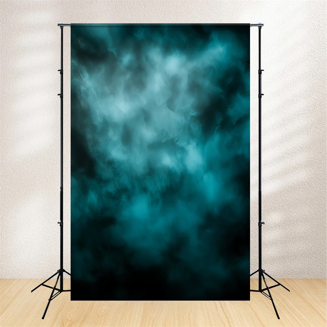 Teal Backdrop Moody Aqua Smoke Texture Abstract Backdrop for Photography CSH58-173