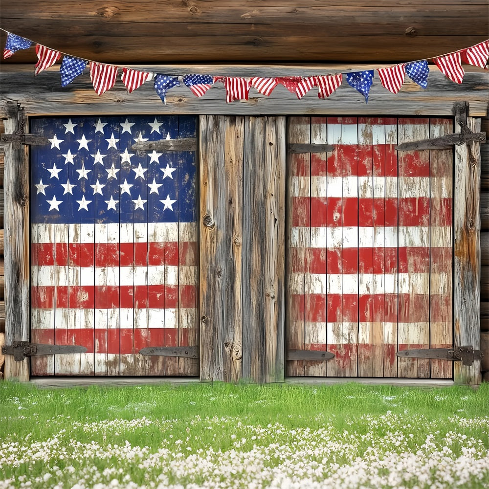 American Flag Patriotic Backdrop Rustic Barn Door USA Flag Backdrop CSH58-202