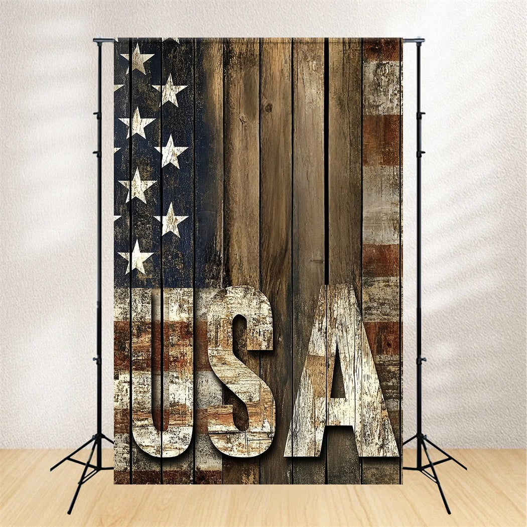 USA Flag Patriotic Backdrop Vintage Wooden American Flag Backdrop CSH58-205