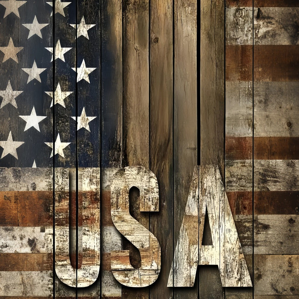 USA Flag Patriotic Backdrop Vintage Wooden American Flag Backdrop CSH58-205