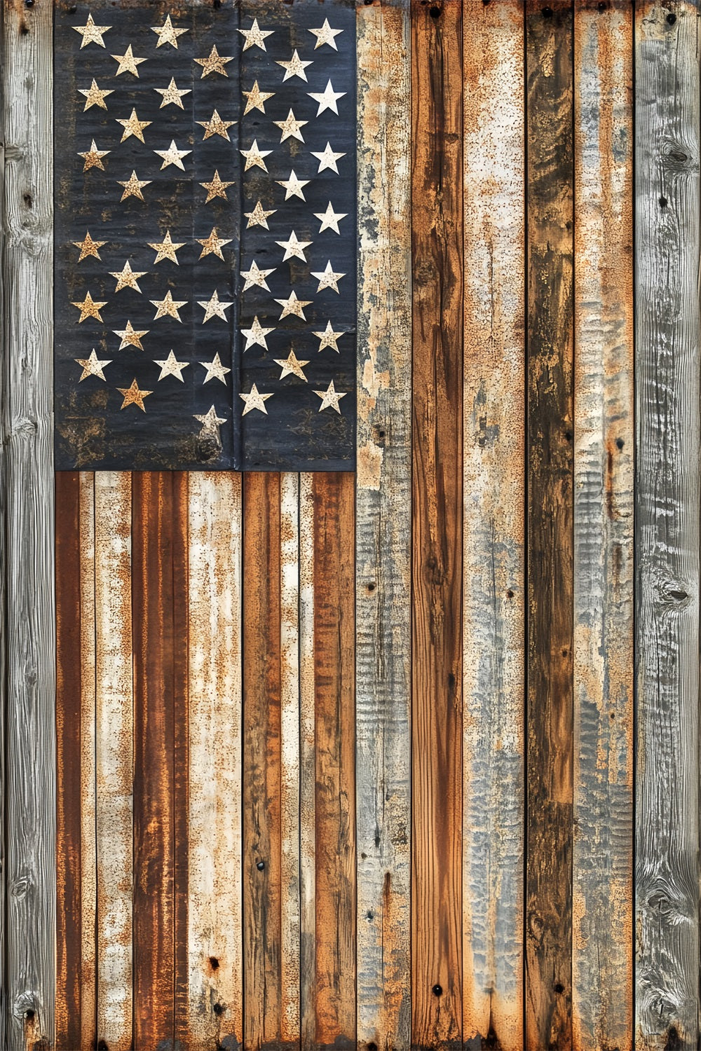 Patriotic Photo Backdrop Rustic Weathered Wood Flag Photo Backdrop CSH58-207