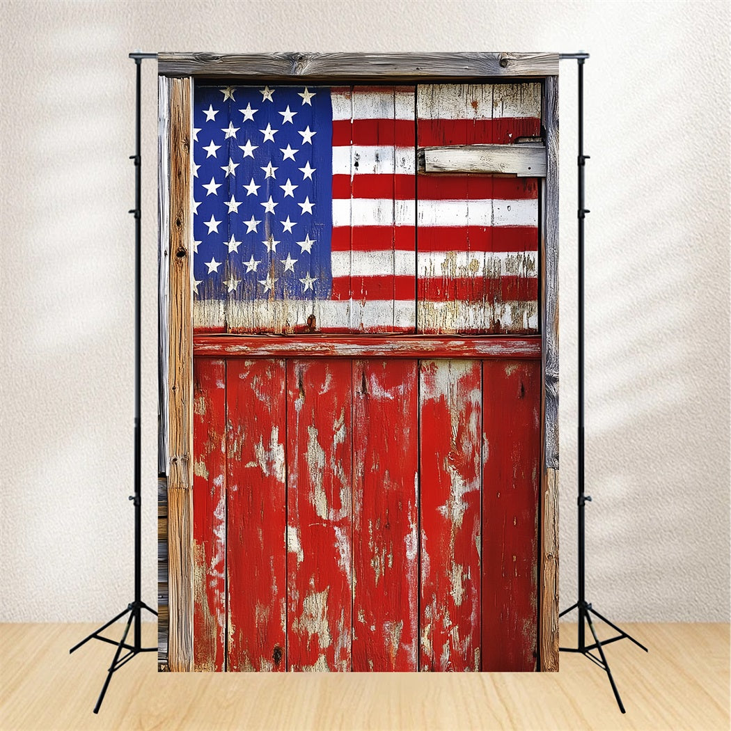 American Flag Patriotic Photo Backdrop Vintage Barn Door Flag Photography Backdrops CSH58-208