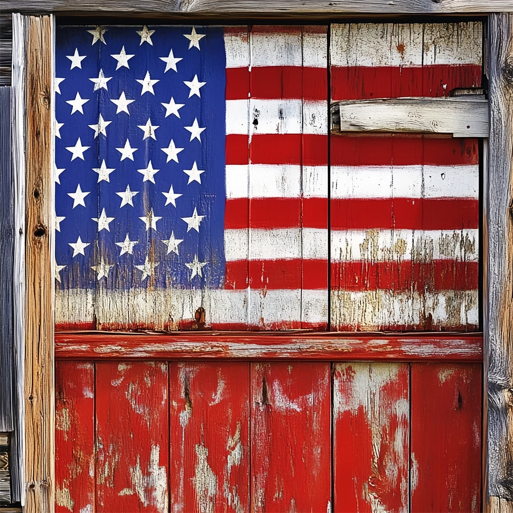 American Flag Patriotic Photo Backdrop Vintage Barn Door Flag Photography Backdrops CSH58-208