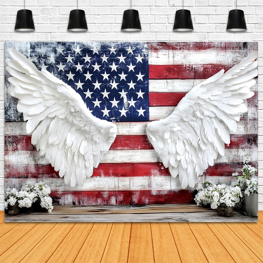 Patriotic Photo Backdrop Angel Wings Display American Flag Backdrop CSH58-209