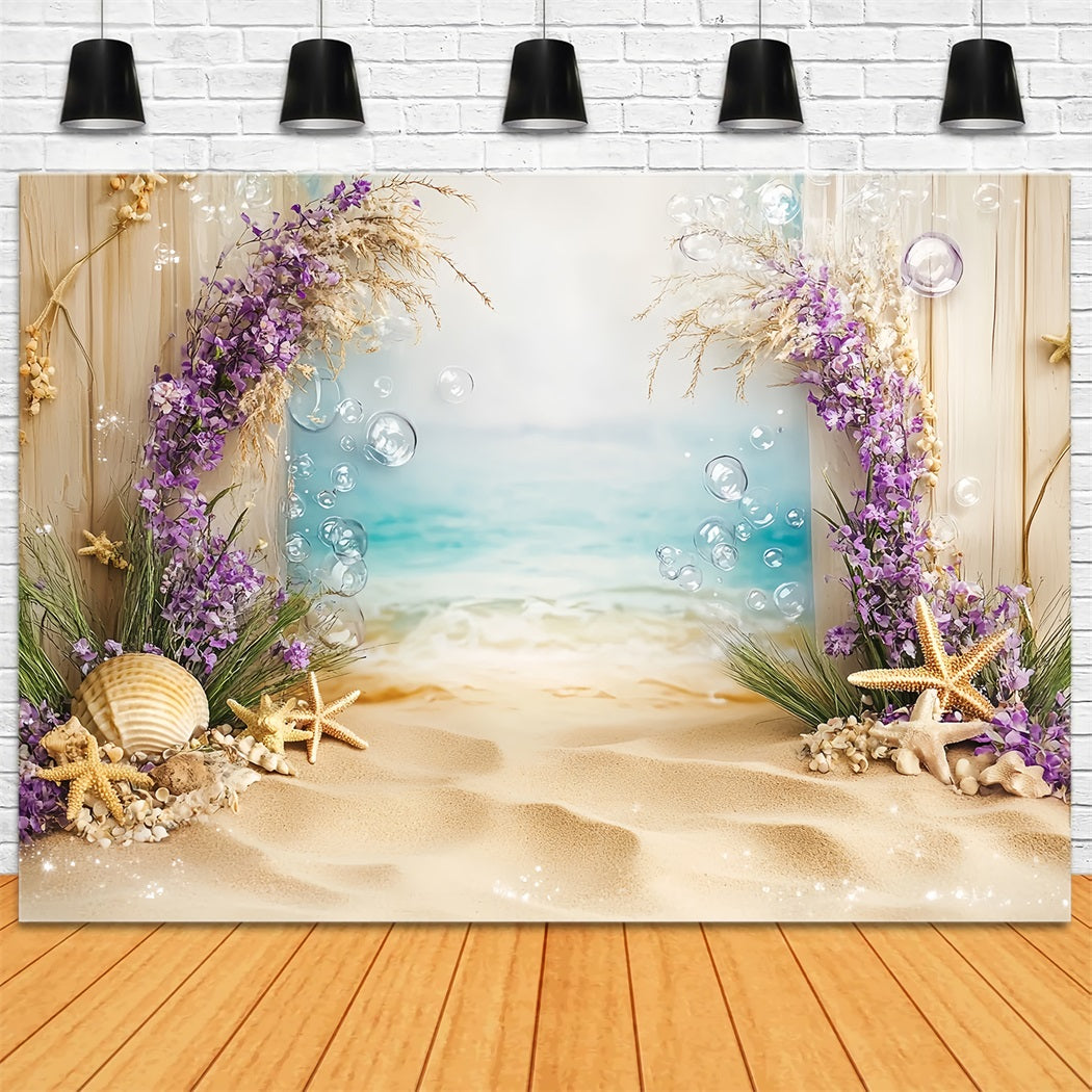 Summer Ocean Backdrop Seashell Starfish Floral Beach Summer Backdrop CSH58-212