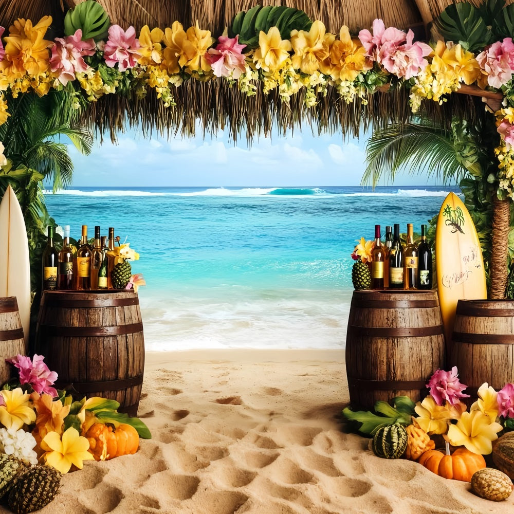 Summer Ocean Backdrop Tropical Surfboard Tiki Bar Summer Backdrops CSH58-213