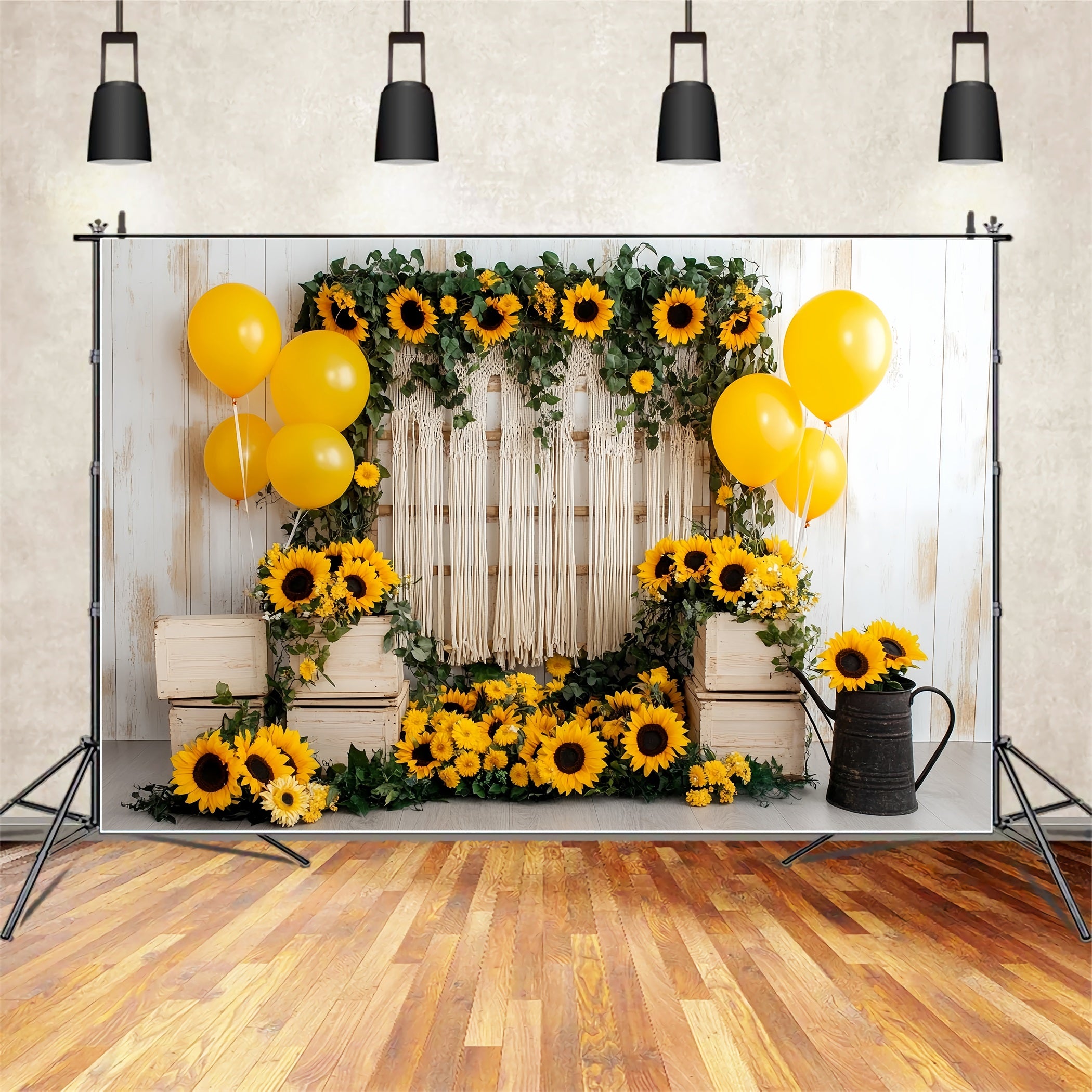 Autumn Sunflower Backdrop Boho Sunflower Balloon Decor Fall Backdrops CSH58-219