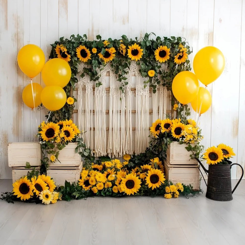 Autumn Sunflower Backdrop Boho Sunflower Balloon Decor Fall Backdrops CSH58-219