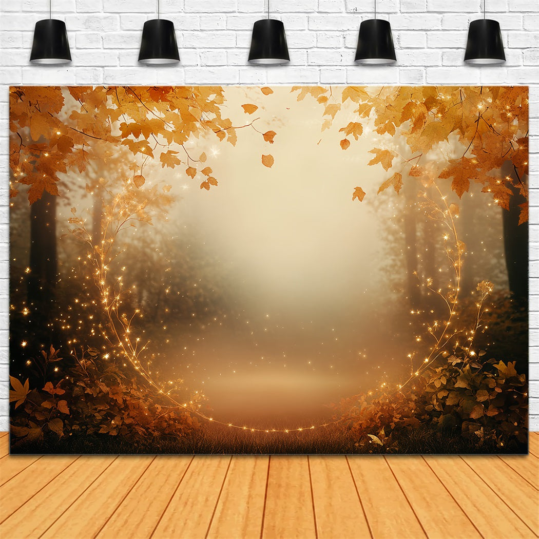Fall Nature Backdrop Golden Leaves Sparkling Circle Autumn Backdrops CSH58-227