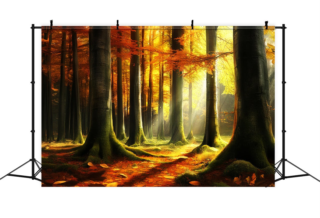 Autumn Nature Backdrop Mystic Light Autumn Woods Fall Photo Backdrop CSH58-231