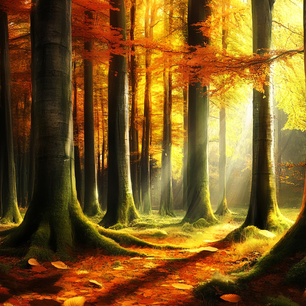 Autumn Nature Backdrop Mystic Light Autumn Woods Fall Photo Backdrop CSH58-231
