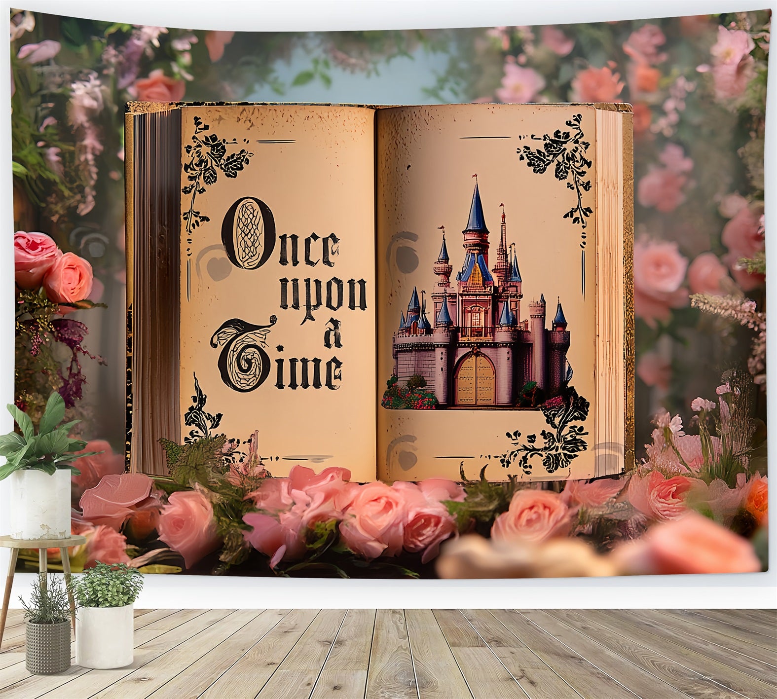 Once Upon a Time Backdrop Enchanted Rose Castle Pages Kids Photo Backdrop CSH58-233