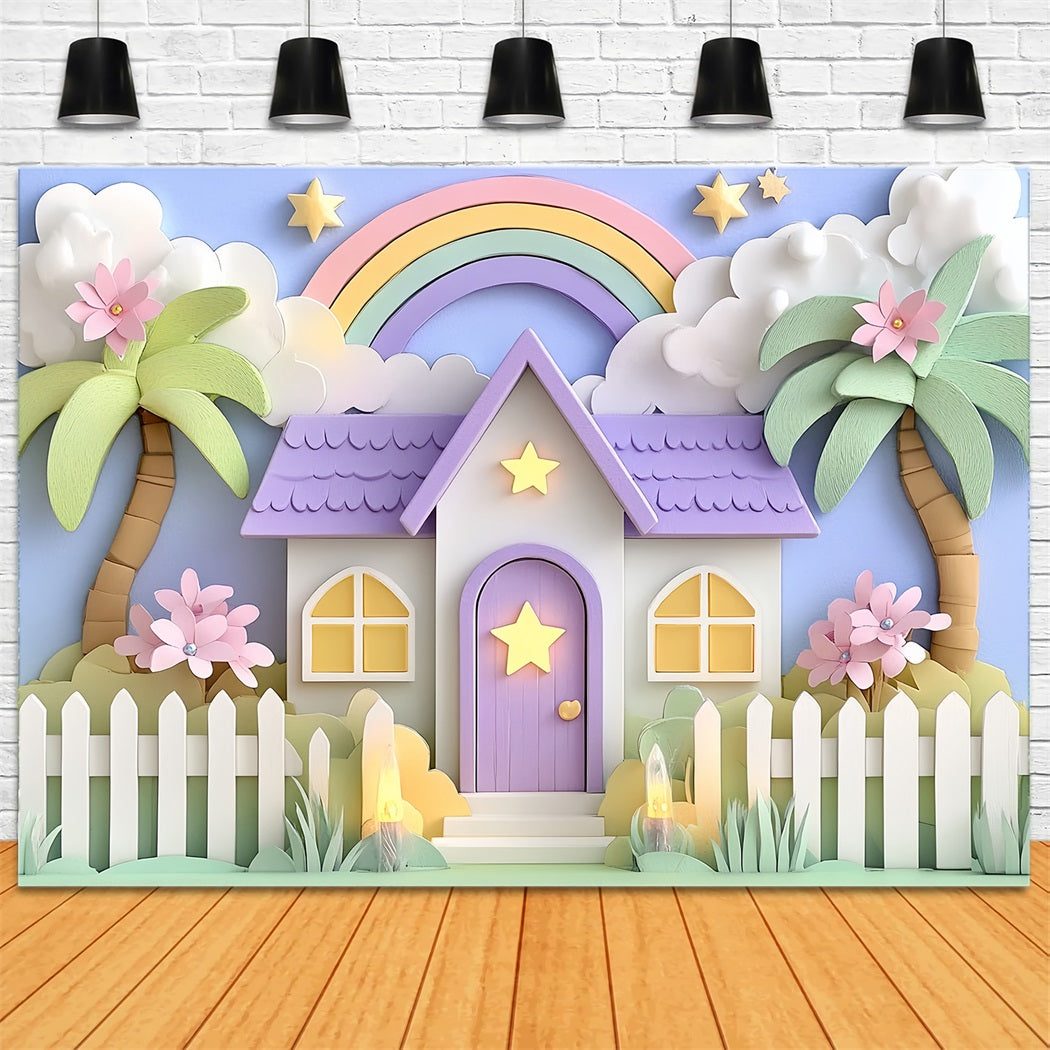 Newborn Cute Backdrop Pastel Rainbow Cottage Fantasy Newborn Photoshoot Backdrop CSH58-237