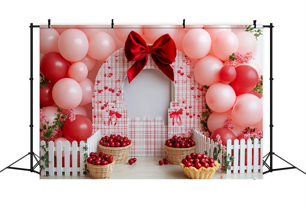 Children Cute Backdrop Cherry Balloon Basket Delight Newborn Photoshoot Backdrop CSH58-239