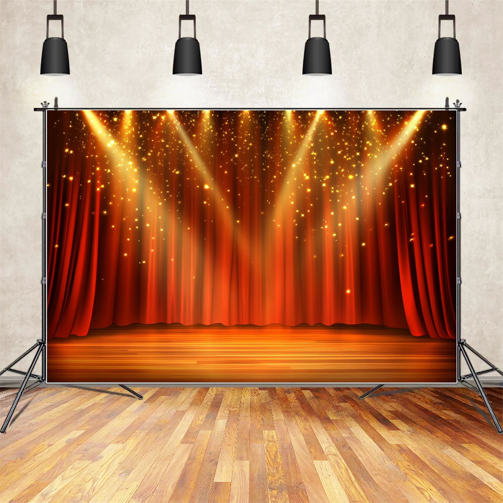 Spotlight Backdrop Red Curtain Spotlight Glow Stage Backdrop CSH58-244