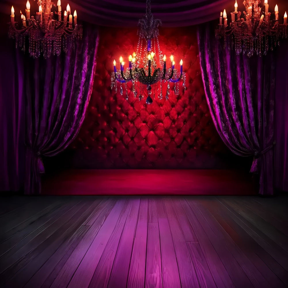 Sexy Backdrop Crimson Velvet Chandelier Glow Boudoir Backdrops CSH58-250