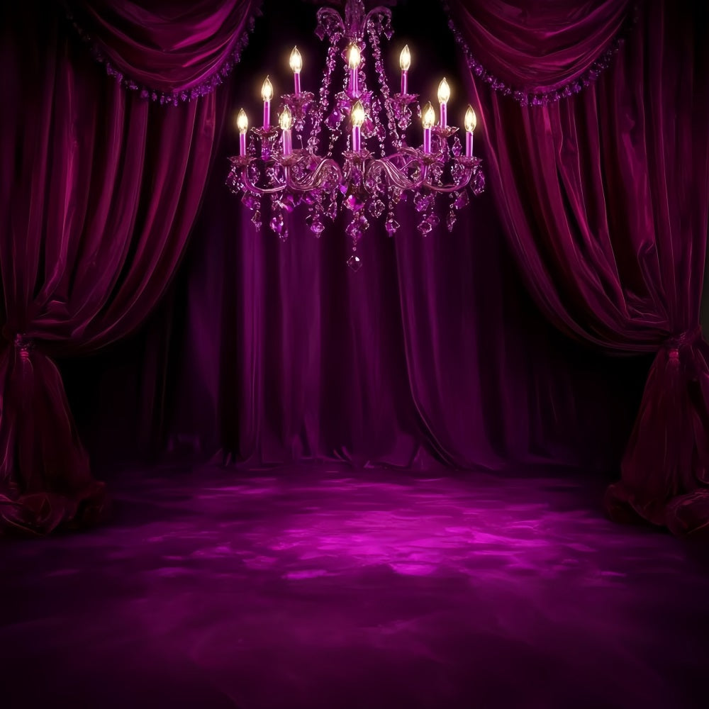 Boudoir Sexy Backdrop Magenta Velvet Chandelier Drapes Boudoir Backdrop CSH58-251