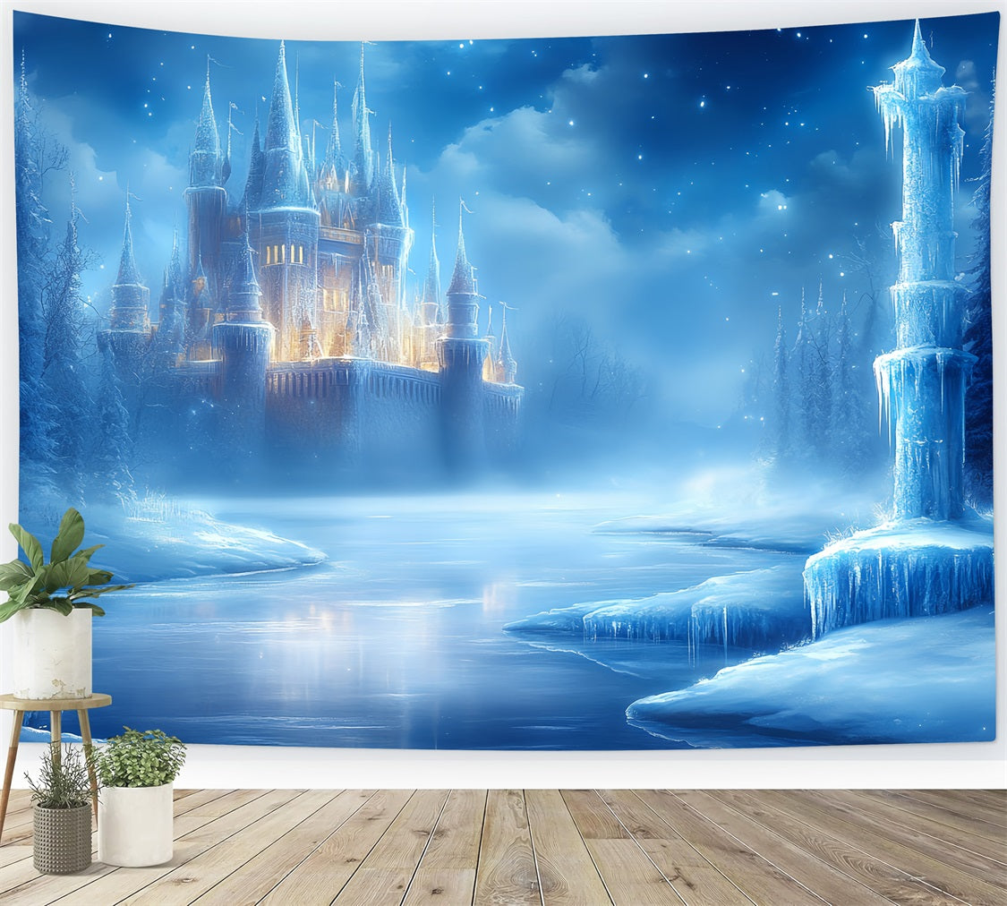 Frozen Backdrop Glowing Winter Fortress by Frozen River Winter Wonderland Backdrop Ideas CSH58-29