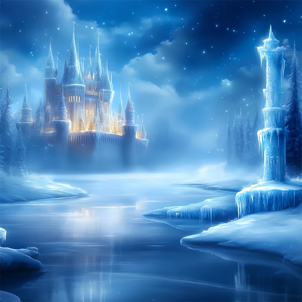 Frozen Backdrop Glowing Winter Fortress by Frozen River Winter Wonderland Backdrop Ideas CSH58-29