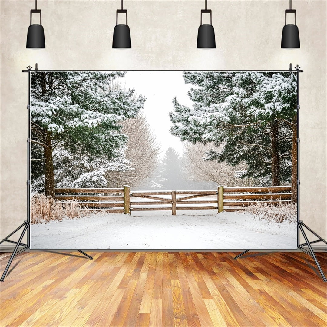 Nature Backdrop Winter Holly Forest Pasture Fencing Winter Backdrop Ideas CSH58-42