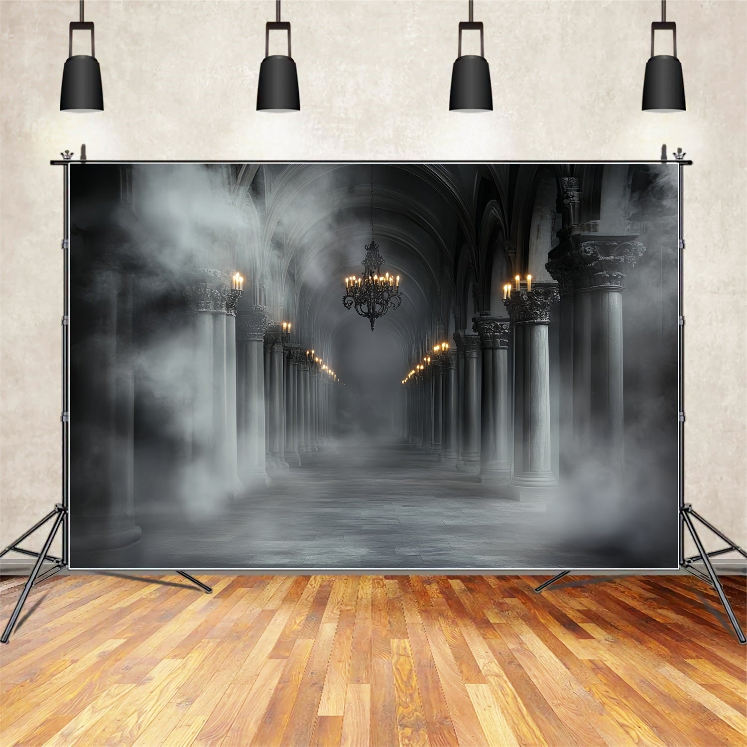 Gothic Backdrop Gray Fog Haunted Aisle Halloween Backdrop Ideas CSH58-48