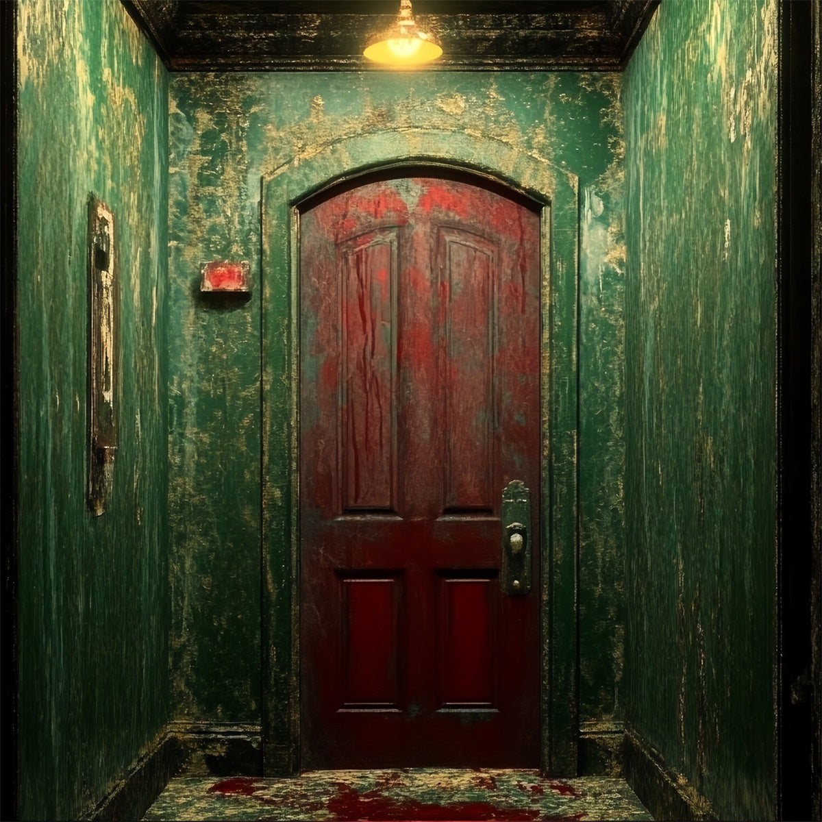 Spooky Backdrop Distressed Green Red Door Halloween Picture Backdrop CSH58-56