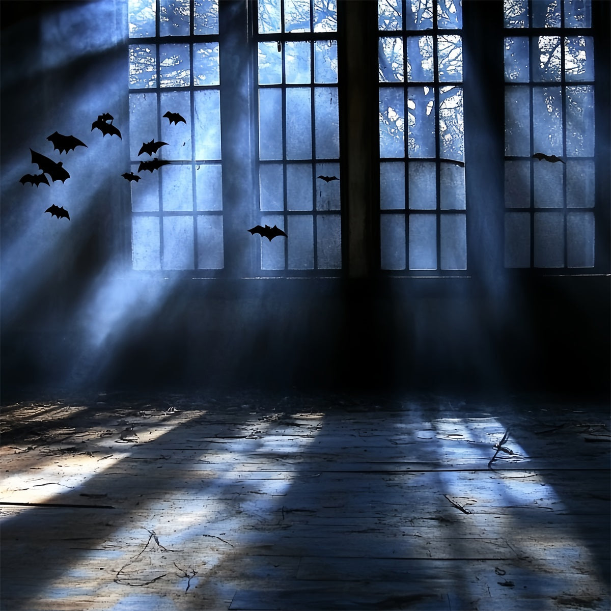 Spooky Backdrop Haunted Window Bat Shadows Halloween Backdrops CSH58-58
