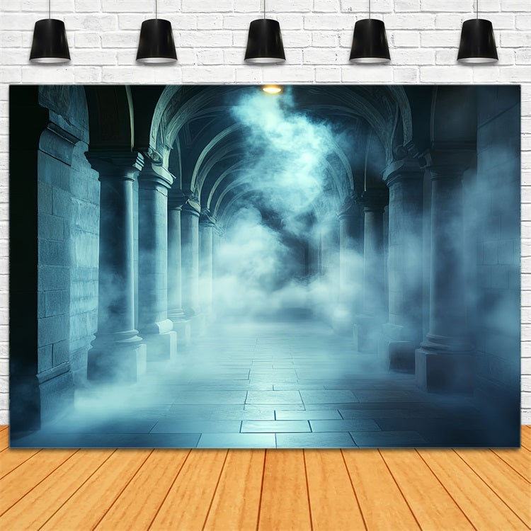 Dark Backdrop Foggy Gothic Stone Corridor Halloween Backdrop CSH58-74