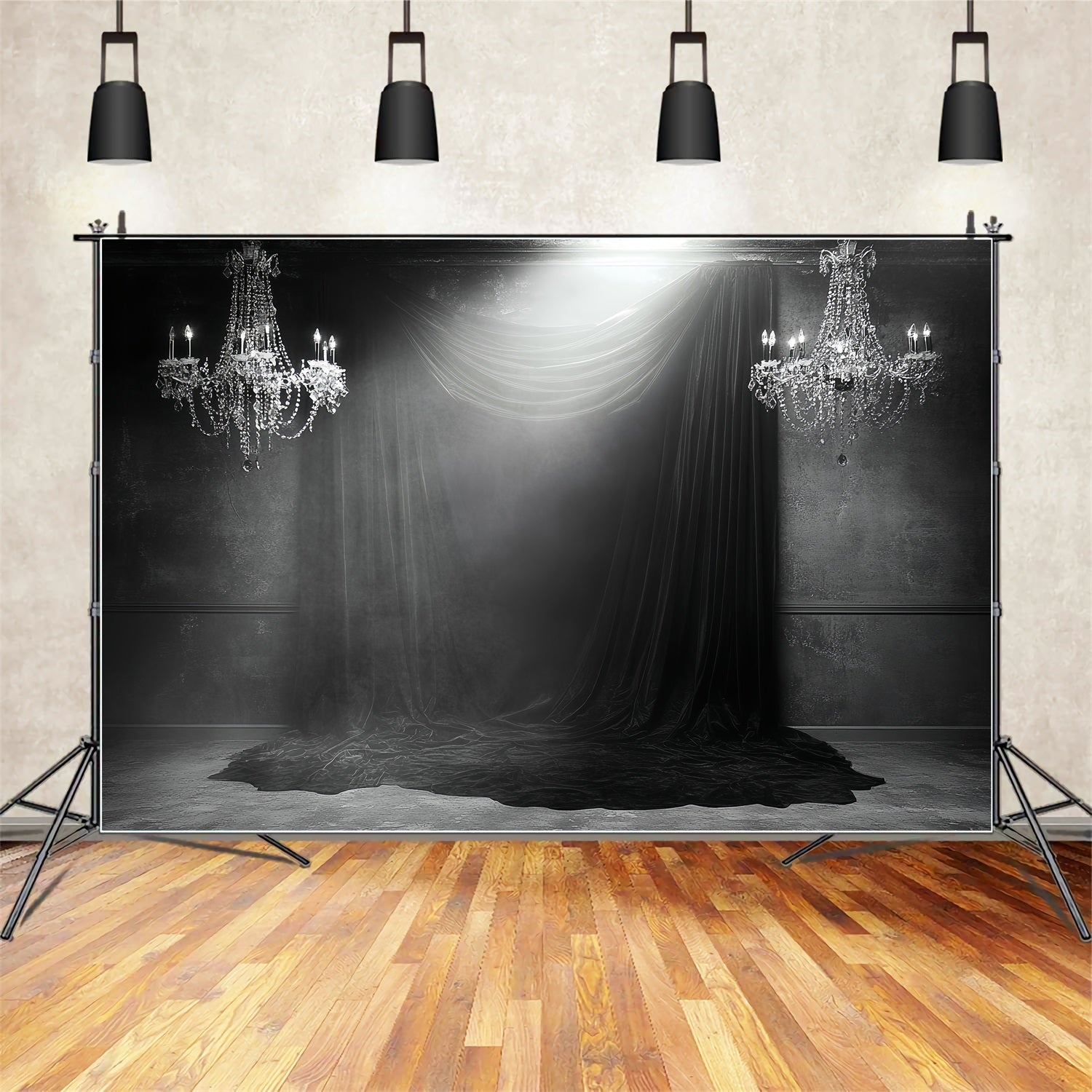 Dark Backdrop Dark Velvet Chandelier Drapes Halloween Photo Backdrop CSH58-76