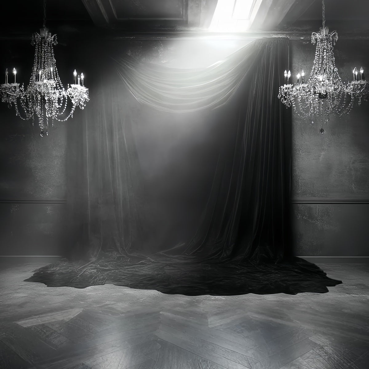 Dark Backdrop Dark Velvet Chandelier Drapes Halloween Photo Backdrop CSH58-76