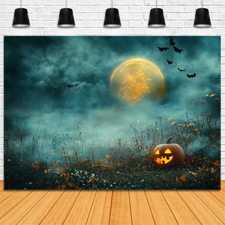 Night Sky Backdrop Pumpkin Moonlit Night Sky Halloween Backdrop CSH58-81