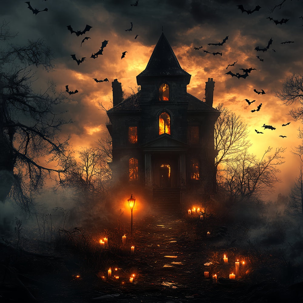 Halloween Backdrop Haunted Twilight Horror House Backdrop CSH6-104