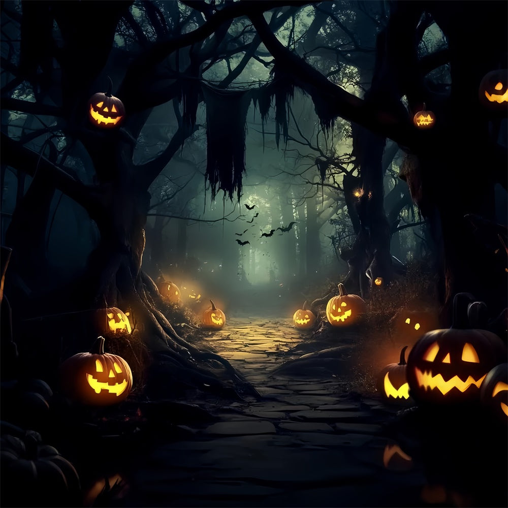 Spooky Forest Backdrop Haunted Pumpkin Trail Halloween Backdrop CSH6-109
