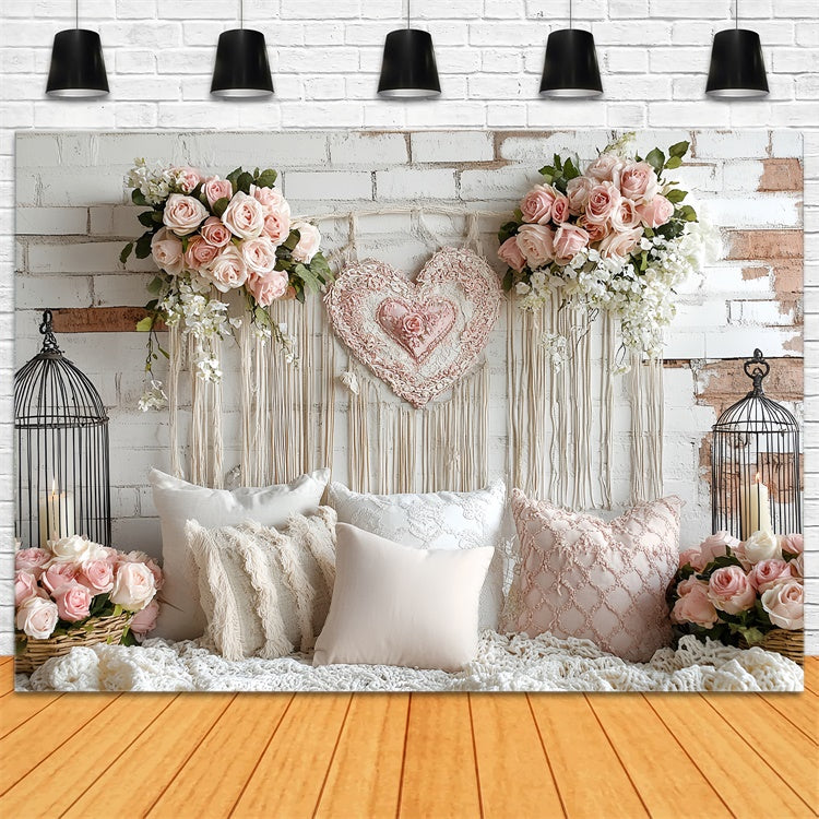 Brick Wall Backdrop Blush Rose Brick Romance Backdrop CSH6-131
