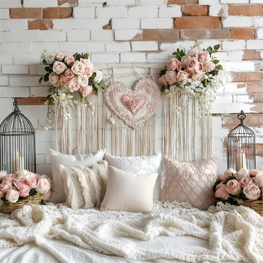Brick Wall Backdrop Blush Rose Brick Romance Backdrop CSH6-131