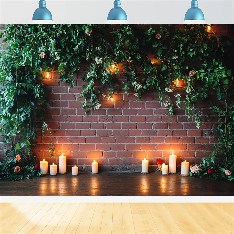 Red Brick Backdrop Candlelit Ivy Romance Backdrop CSH6-134