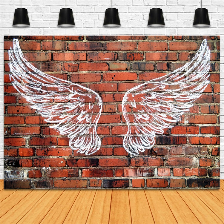 Red Brick Backdrop Angel Wings Street Art Backdrop CSH6-139