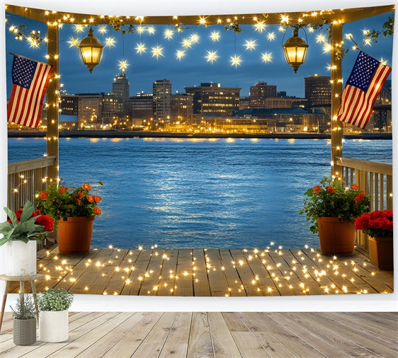 4th of July Backdrop Patriotic Waterfront Balcony Backdrop CSH6-14