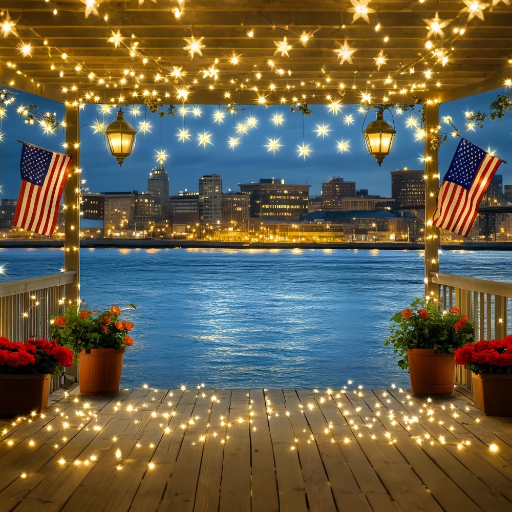 4th of July Backdrop Patriotic Waterfront Balcony Backdrop CSH6-14
