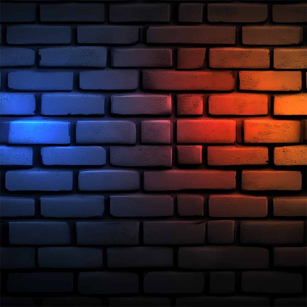 Brick Wall Photo Backdrop Red Blue Glow Urban Backdrop CSH6-143