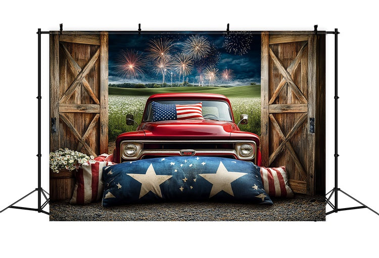 4th of July Fireworks Backdrop Vintage Truck Fireworks Backdrop CSH6-15