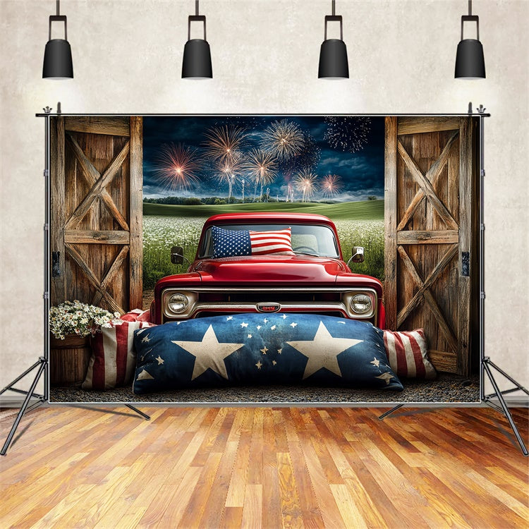 4th of July Fireworks Backdrop Vintage Truck Fireworks Backdrop CSH6-15