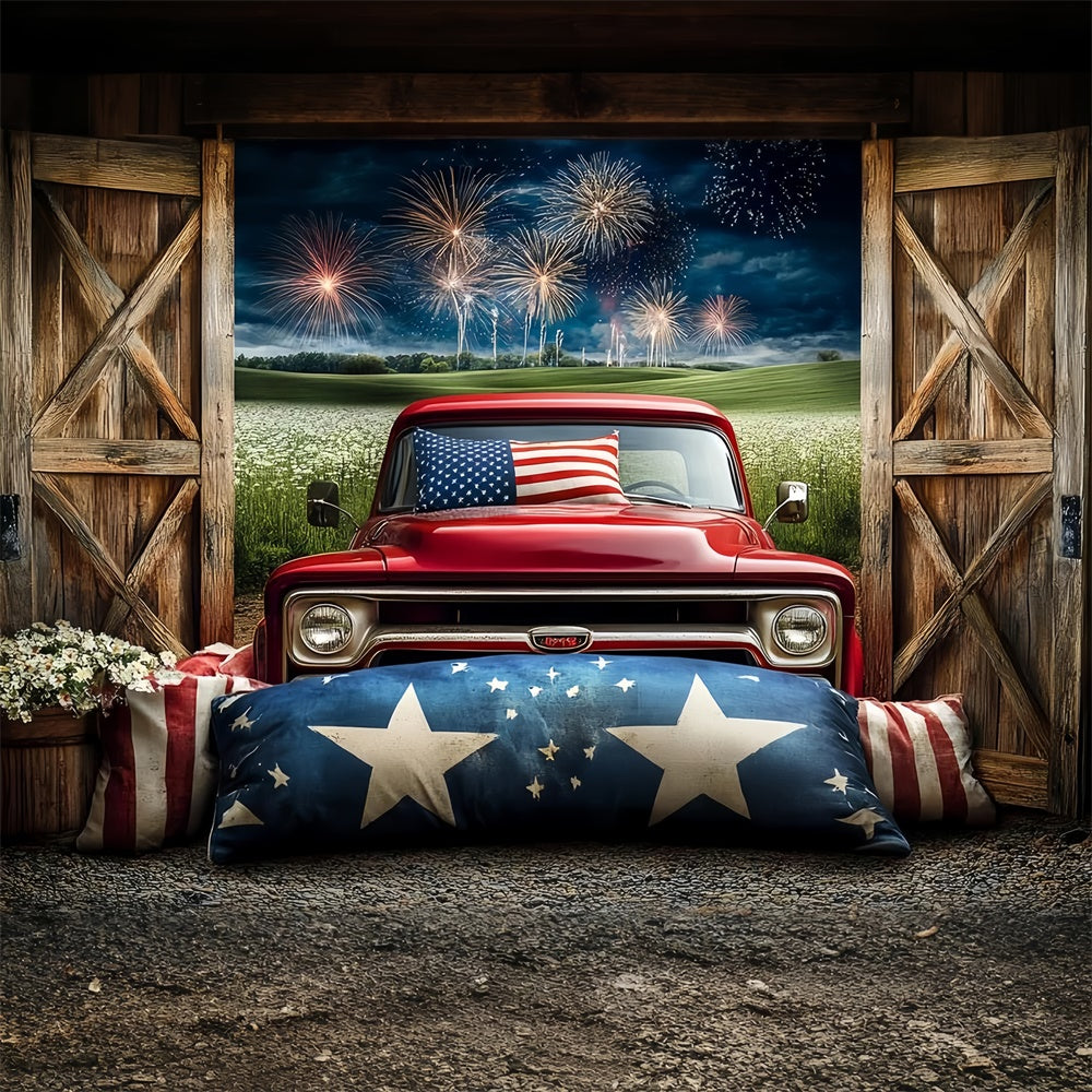 4th of July Fireworks Backdrop Vintage Truck Fireworks Backdrop CSH6-15