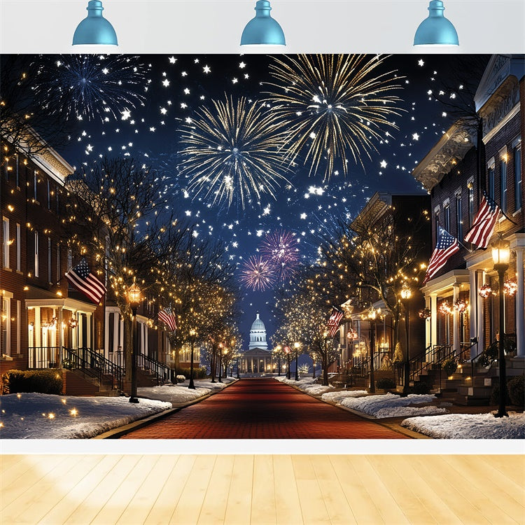 4th of July Firework Backdrop Patriotic Night Fireworks Backdrop CSH6-24